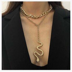 Reputation Era Themed Gold Snake Necklace and Chain